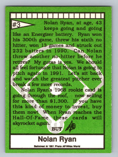 1991 Ballstreet #3 Nolan Ryan