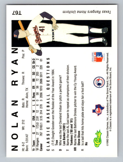 1992 Classic II #T67 Nolan Ryan