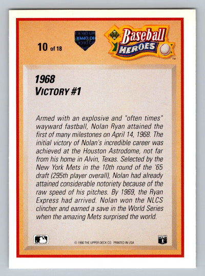 1991 Upper Deck #10 Nolan Ryan Baseball Heroes: Nolan Ryan