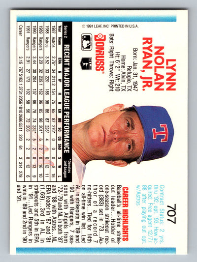 1992 Donruss #707b Nolan Ryan