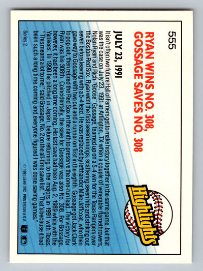 1992 Donruss #555 Rich Gossage / Nolan Ryan