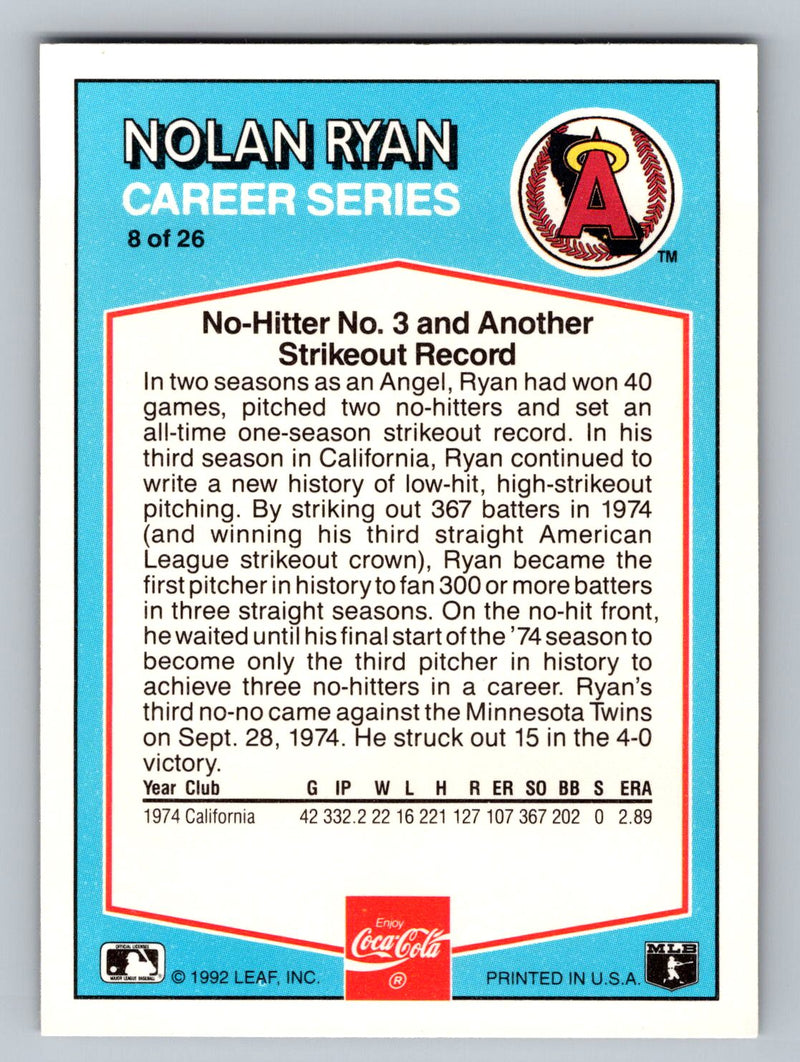 1992 Donruss Coca-Cola Nolan Ryan 