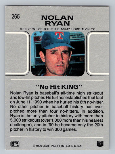 1990 Leaf #265 Nolan Ryan