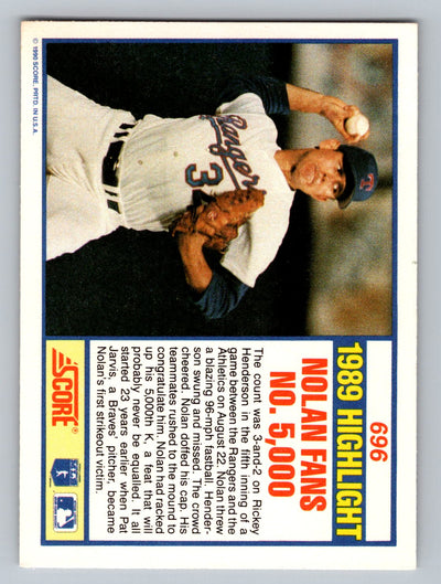 1990 Score #696 Nolan Ryan