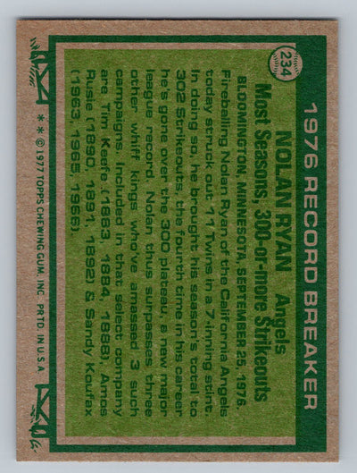 1977 Topps #234 Nolan Ryan