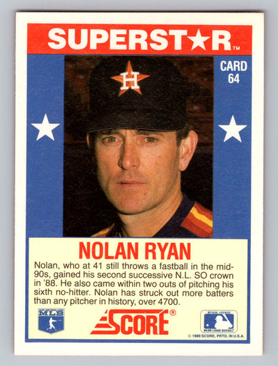 1989 Score Baseball's 100 Hottest Players #64 Nolan Ryan