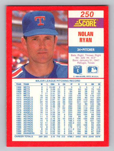 1990 Score #250 Nolan Ryan