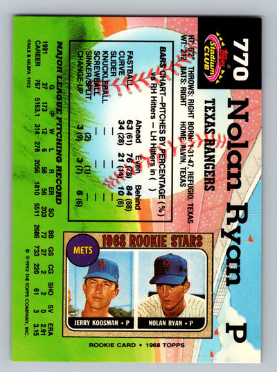 1992 Stadium Club #770 Nolan Ryan