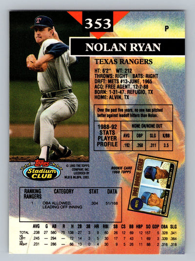 1993 Stadium Club #353 Nolan Ryan Members Only