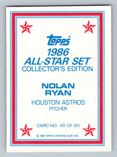 1986 Topps #45 Nolan Ryan 1986 All-Star Set Collector's Edition (Glossy Send-Ins)