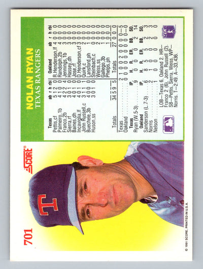 1991 Score #701 Nolan Ryan