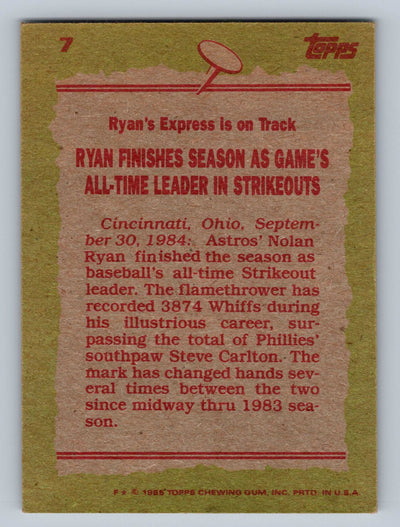 1985 Topps #7 Nolan Ryan