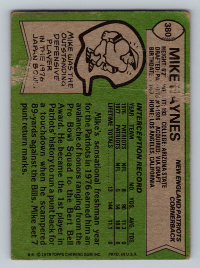 1978 Topps #380 Mike Haynes