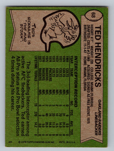 1978 Topps #68 Ted Hendricks