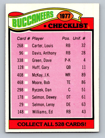 1977 Topps #227 Buccaneers Checklist/Leaders