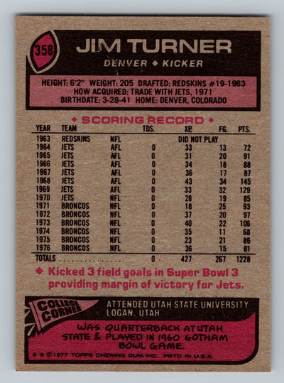 1977 Topps #358 Jim Turner