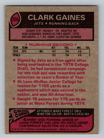 1977 Topps #306 Clark Gaines