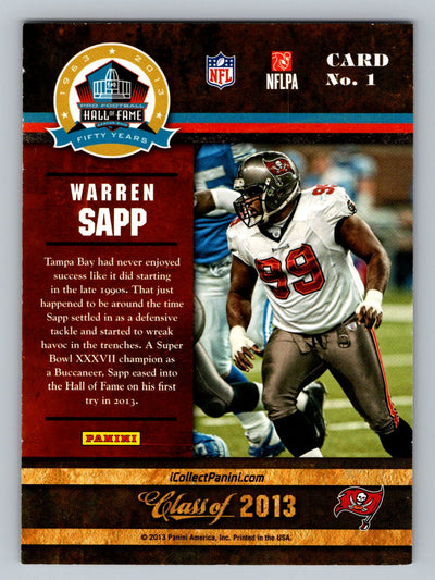 2013 Panini Pro Football Hall of Fame #1 Warren Sapp