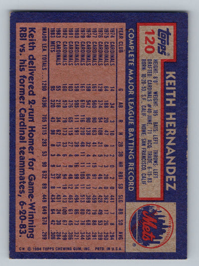 1984 Topps #120 Keith Hernandez