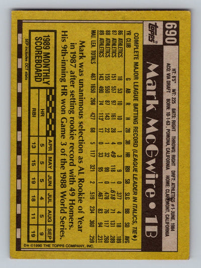 1990 Topps #690 Mark McGwire