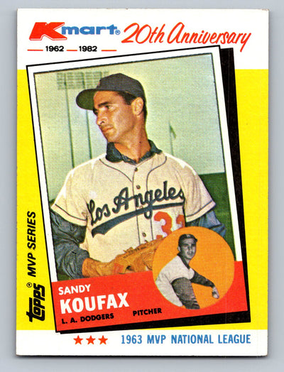 1982 Topps Kmart 20th Anniversary #4 Sandy Koufax