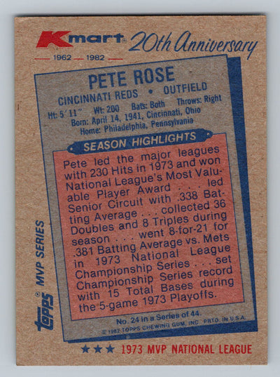 1982 Topps Kmart 20th Anniversary #24 Pete Rose