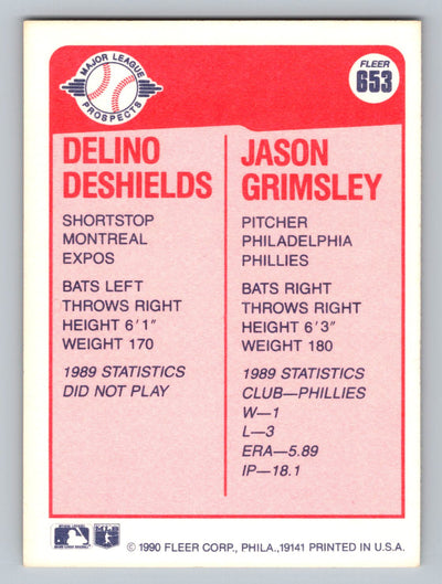 1990 Fleer #653a Delino DeShields / Jason Grimsley