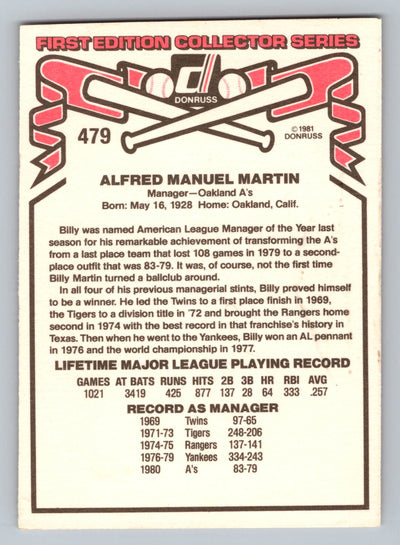 1981 Donruss #479 Billy Martin