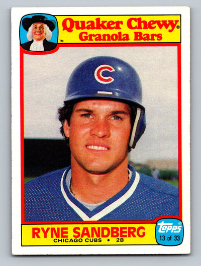 1986 Topps Quaker Granola #13 Ryne Sandberg