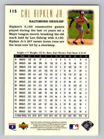 1996 Upper Deck #115 Cal Ripken Jr.