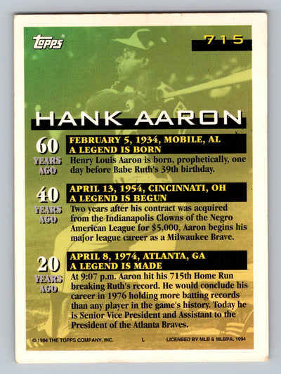 1994 Topps Bilingual #715 Hank Aaron