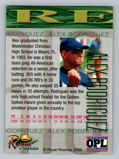 2000 Royal Rookies Futures #NNO Alex Rodriguez Wall Street Limited Edition (RE)