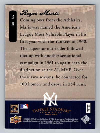 2008 Upper Deck Yankee Stadium Box Set #38 Roger Maris