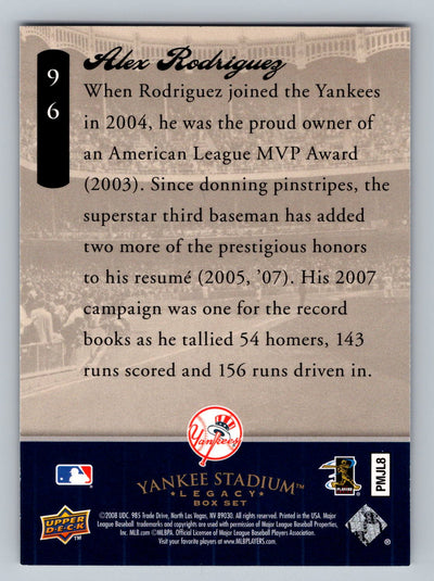 2008 Upper Deck Yankee Stadium Legacy #6393 Alex Rodriguez