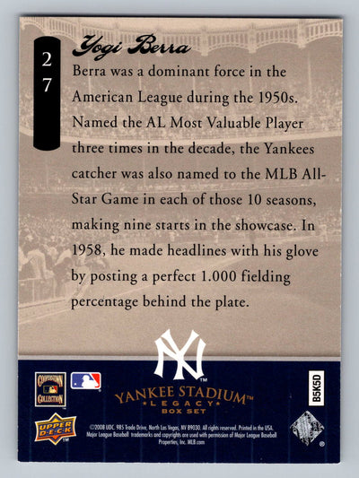 2008 Upper Deck Yankee Stadium Box Set #27 Yogi Berra