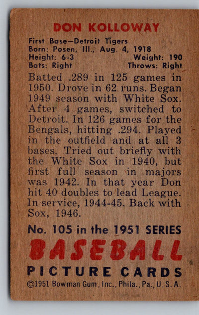 1951 Bowman #105 Don Kolloway