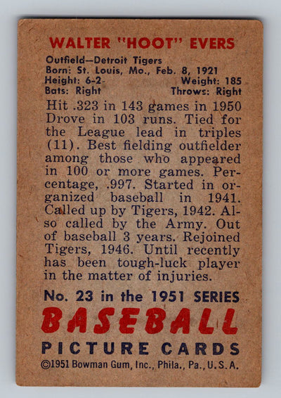 1951 Bowman #23 Walter Evers