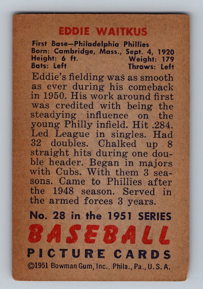 1951 Bowman #28 Eddie Waitkus