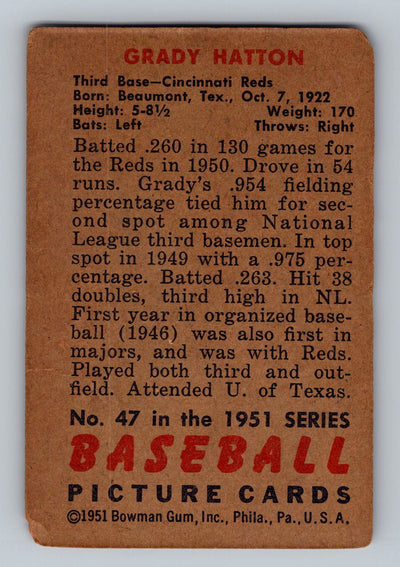 1951 Bowman #47 Grady Hatton