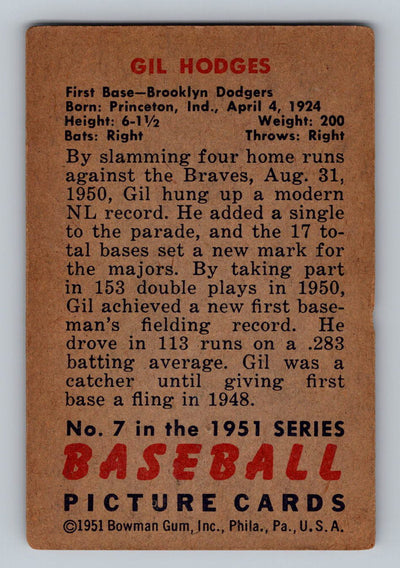 1951 Bowman #7 Gil Hodges