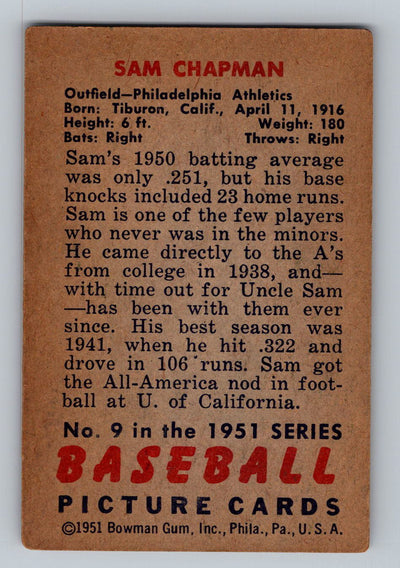 1951 Bowman #9 Sam Chapman