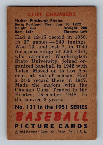 1951 Bowman #131 Cliff Chambers