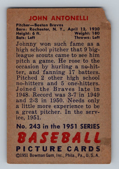 1951 Bowman #243 John Antonelli
