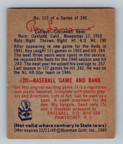 1988 1949 Bowman Reprint #113 Ray Lamanno
