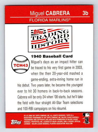 2008 Topps #TCH43 Miguel Cabrera Trading Card History