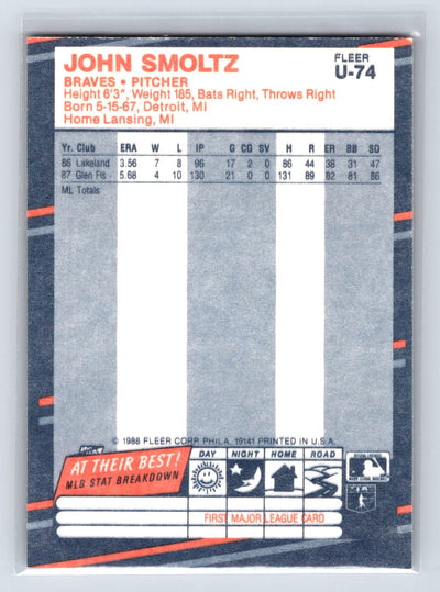 1988 Fleer Update #U-74 John Smoltz