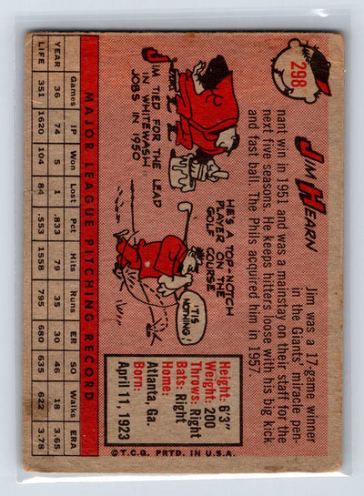 1958 Topps #298 Jim Hearn