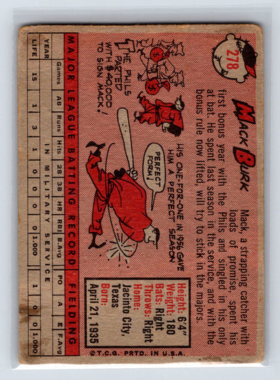 1958 Topps #278 Mack Burk