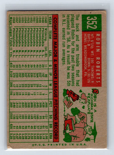 1959 Topps #352 Robin Roberts