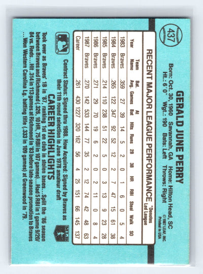 1988 Donruss #437b Gerald Perry